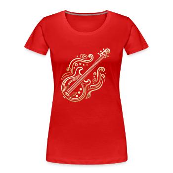 Goldene Art Deco Bassgitarre - Frauen Premium Bio T-Shirt - Rot - Vorne - Mia (176cm)