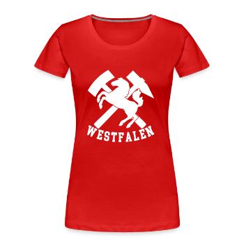Westfalen Logo - Frauen Premium Bio T-Shirt - Rot - Vorne - Mia (176cm)