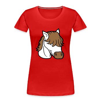 Cheval mignon long bob coupe cheveux sourires mignon - T-shirt bio Premium Femme - rouge - Devant - Mia (176cm)