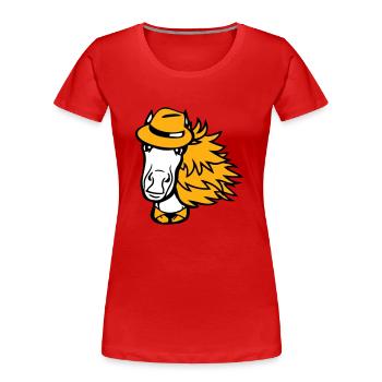 cheval homme chapeau costume cravate détective garçon cool - T-shirt bio Premium Femme - rouge - Devant - Mia (176cm)