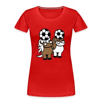 Chevaux Football Équipe Ballon Jeu En-tête Club Fan - T-shirt bio Premium Femme - rouge - Devant - Mia (176cm)