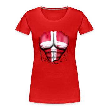 Dänemark Flagge Gerippt Muskeln - Frauen Premium Bio T-Shirt - Rot - Vorne - Mia (176cm)