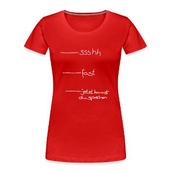 Morgenmuffel - Frauen Premium Bio T-Shirt - Rot - Vorne - Mia (176cm)