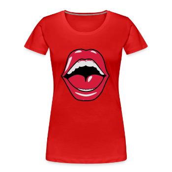 mund rufen zunge zähne - Frauen Premium Bio T-Shirt - Rot - Vorne - Mia (176cm)