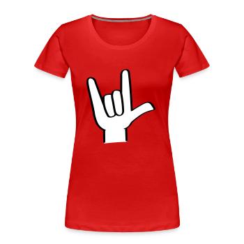 Hand gesture I love you, i love you sign. - Women's Premium Organic T-Shirt - red - Front - Mia (176cm)