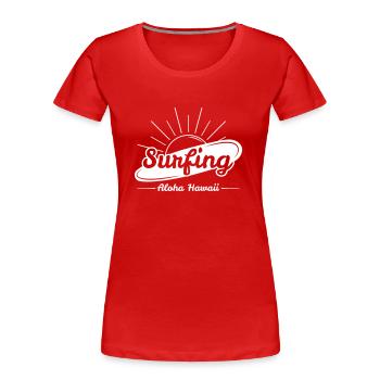 VINTAGE SURFER BEACH CHILLER SURFING BOARDER MOTIV - Frauen Premium Bio T-Shirt - Rot - Vorne - Mia (176cm)