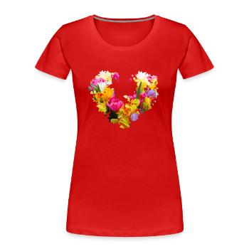 flower heart,heart,flowers,photo,colorful flowers - Women's Premium Organic T-Shirt - red - Front - Mia (176cm)