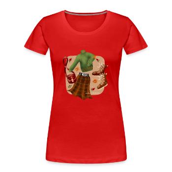 Autumn outfit - Women's Premium Organic T-Shirt - red - Front - Mia (176cm)
