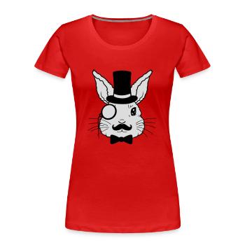 Sir Hase Monokel Zylinder - Frauen Premium Bio T-Shirt - Rot - Vorne - Mia (176cm)