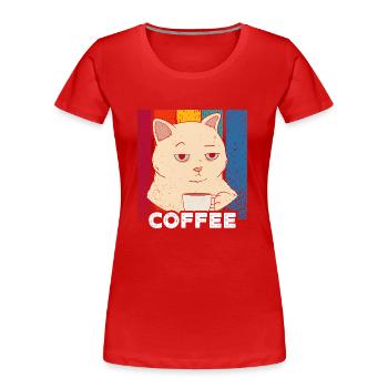 Morgenmuffel - Coffee - Frauen Premium Bio T-Shirt - Rot - Vorne - Mia (176cm)