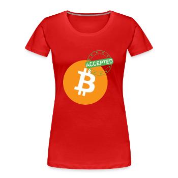 Bitcoin Accepted - Frauen Premium Bio T-Shirt - Rot - Vorne - Mia (176cm)