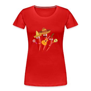 piments, famille,Mexique,mexicain,mariachi - T-shirt bio Premium Femme - rouge - Devant - Mia (176cm)