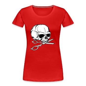Schneider // Skull // Illustration - Frauen Premium Bio T-Shirt - Rot - Vorne - Mia (176cm)
