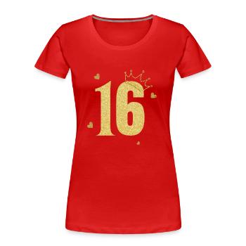 16th Anniversary Golden Crown - Women's Premium Organic T-Shirt - red - Front - Mia (176cm)