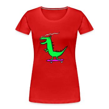 Dragon fait du skateboard - T-shirt bio Premium Femme - rouge - Devant - Mia (176cm)