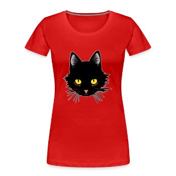 Schwarze Katze, die keine Zeit zum Schlafen hat - Frauen Premium Bio T-Shirt - Rot - Vorne - Mia (176cm)