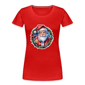 Weihnachtsmann - Traditionell und Aquarell - Frauen Premium Bio T-Shirt - Rot - Vorne - Mia (176cm)