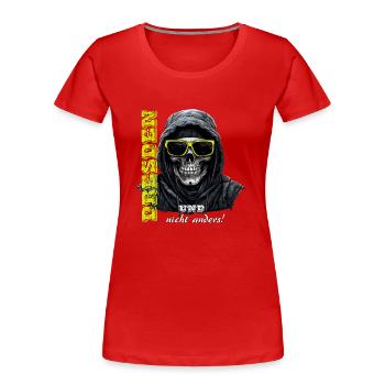 Dresden und nicht anders! Dresdner Ultras Design - Frauen Premium Bio T-Shirt - Rot - Vorne - Mia (176cm)