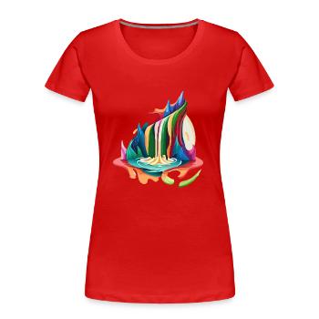 Regenbogen Wasserfall - Frauen Premium Bio T-Shirt - Rot - Vorne - Mia (176cm)
