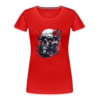 Skull Hipster Me Sunglasses and Roses - Women's Premium Organic T-Shirt - red - Front - Mia (176cm)