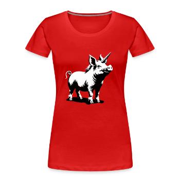 Schweinhorn - T-shirt bio Premium Femme - rouge - Devant - Mia (176cm)