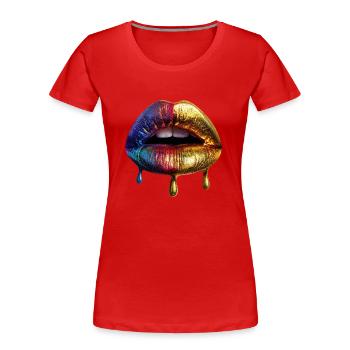 Lips - Women's Premium Organic T-Shirt - red - Front - Mia (176cm)