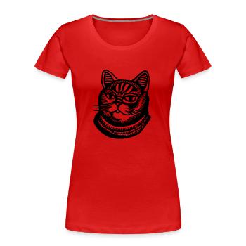 Chat Chats Visage de chat - T-shirt bio Premium Femme - rouge - Devant - Mia (176cm)