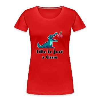 Life is Just a Game Retro Pixel Art Design - Frauen Premium Bio T-Shirt - Rot - Vorne - Mia (176cm)