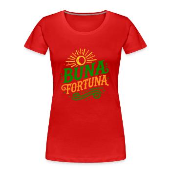 buna fortuna (Vectorgraphic) - Frauen Premium Bio T-Shirt - Rot - Vorne - Mia (176cm)