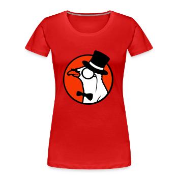 Sir Vogel Zylinder Hut Monokel Brille reicher Herr - Frauen Premium Bio T-Shirt - Rot - Vorne - Mia (176cm)