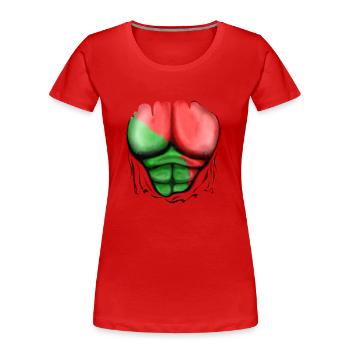 Portugal Flagge Gerippt Muskeln - Frauen Premium Bio T-Shirt - Rot - Vorne - Mia (176cm)