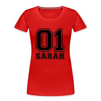 Sarah - Name - Frauen Premium Bio T-Shirt - Rot - Vorne - Mia (176cm)