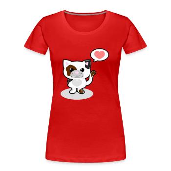 chat doux - T-shirt bio Premium Femme - rouge - Devant - Mia (176cm)