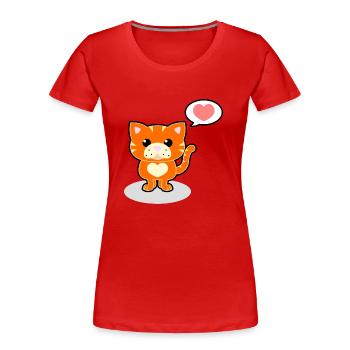 chat doux - T-shirt bio Premium Femme - rouge - Devant - Mia (176cm)