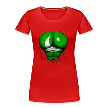 Pakistan Flagge Gerippt Muskeln - Frauen Premium Bio T-Shirt - Rot - Vorne - Mia (176cm)