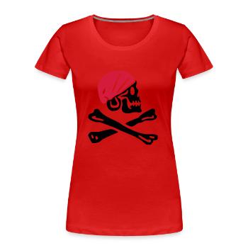 Piratentotenkopf mit rotem Kopftuch - Frauen Premium Bio T-Shirt - Rot - Vorne - Mia (176cm)