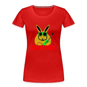 rabbit rockstars - Frauen Premium Bio T-Shirt - Rot - Vorne - Mia (176cm)