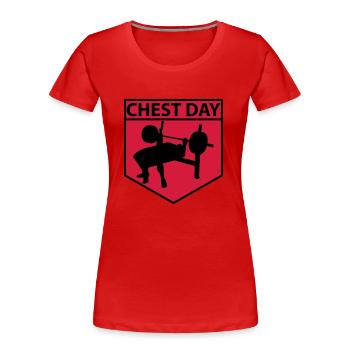 Chest Day - Women's Premium Organic T-Shirt - red - Front - Mia (176cm)