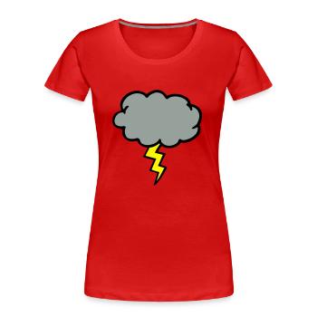 nuage d'orage éclair coup de foudre - T-shirt bio Premium Femme - rouge - Devant - Mia (176cm)