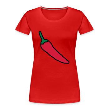 Chili-Pfeffer-Zeichnung, Gemüse, Paprika - Frauen Premium Bio T-Shirt - Rot - Vorne - Mia (176cm)