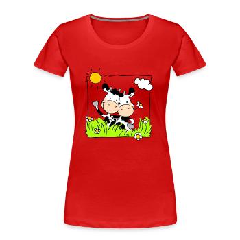 Cow Friends - Frauen Premium Bio T-Shirt - Rot - Vorne - Mia (176cm)