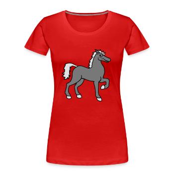 cool riding horse stallion equestrian comic cartoo - Women's Premium Organic T-Shirt - red - Front - Mia (176cm)