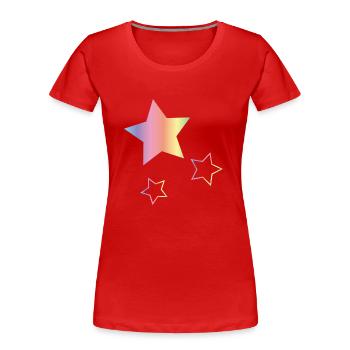 Regenbogen Sterne - Frauen Premium Bio T-Shirt - Rot - Vorne - Mia (176cm)
