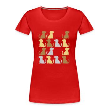 Muster brave sitzende Hunde - Frauen Premium Bio T-Shirt - Rot - Vorne - Mia (176cm)