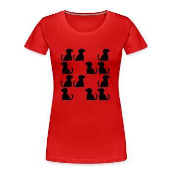 Viele brave sitzende Hunde - Frauen Premium Bio T-Shirt - Rot - Vorne - Mia (176cm)