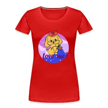 Niedliche Welpe - Love me - Lieb mich! - Frauen Premium Bio T-Shirt - Rot - Vorne - Mia (176cm)