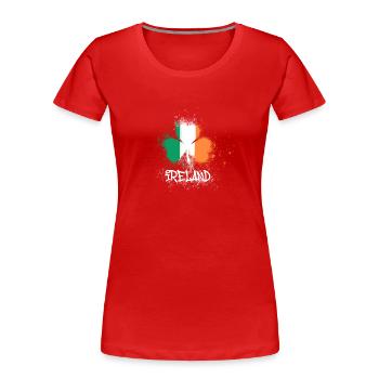 irlande,irlande,trèfle,graffiti,peinture - T-shirt bio Premium Femme - rouge - Devant - Mia (176cm)