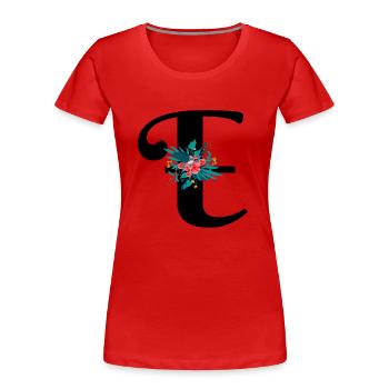 letter E flowered - Women's Premium Organic T-Shirt - red - Front - Mia (176cm)