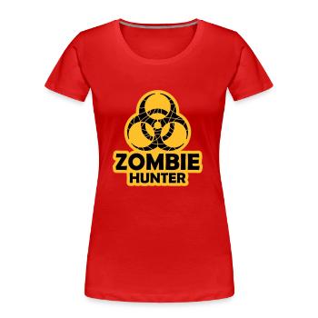 citation d’Halloween de chasseur de zombies - T-shirt bio Premium Femme - rouge - Devant - Mia (176cm)
