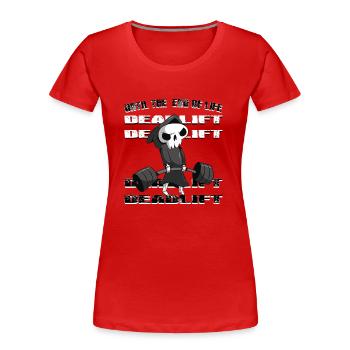 Deadlift PR T-Shirt - Frauen Premium Bio T-Shirt - Rot - Vorne - Mia (176cm)